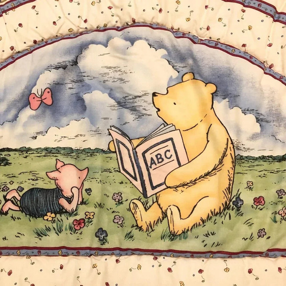 Vintage Disney Winnie The Pooh Piglet Soft Crib Headboard Cover Pad Nursery - Picture 4 of 16